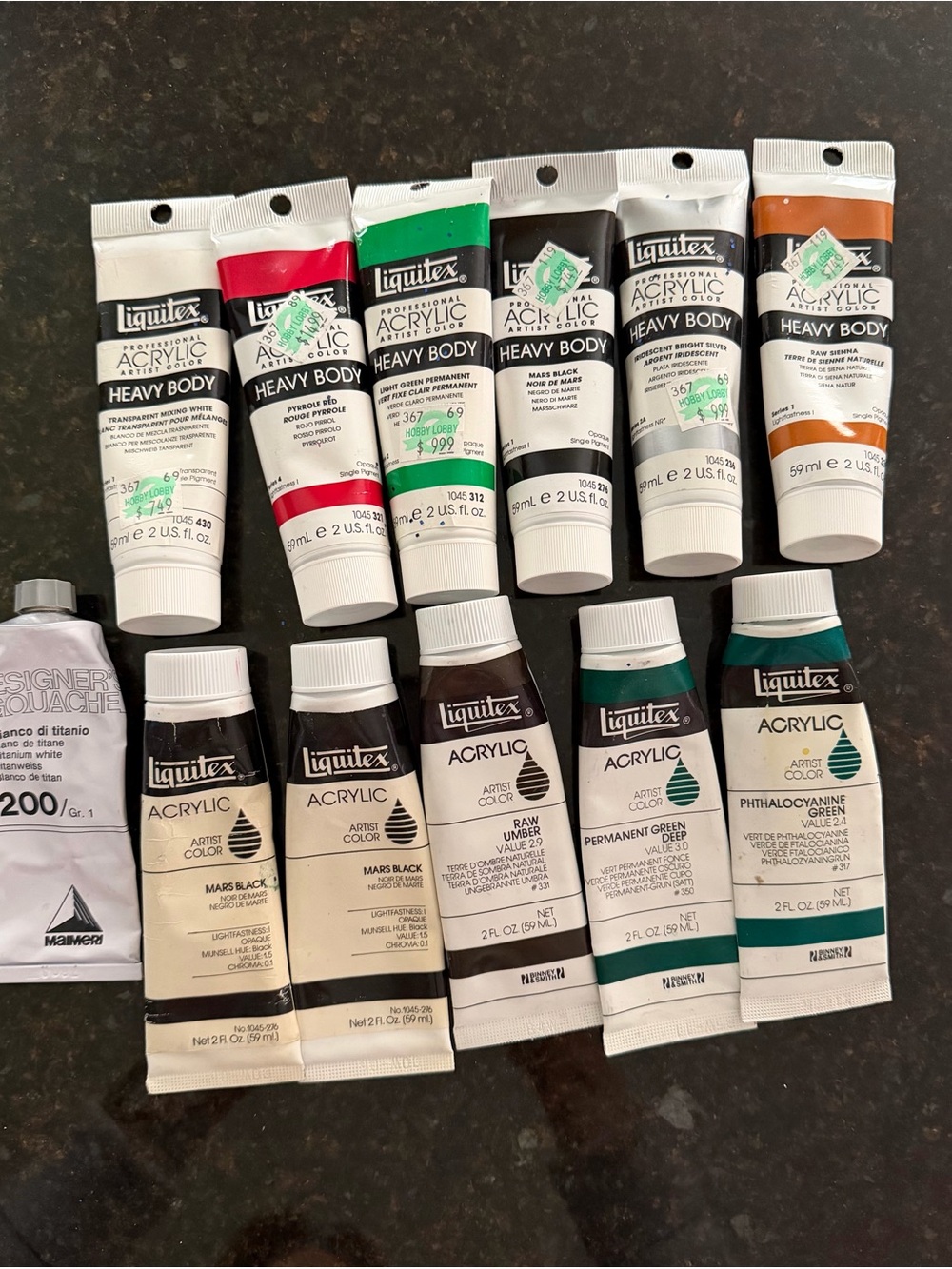 12 Acrylic Liquitex Artist Color &Heavy Body Paint Tubes Various Used Read Desc* - Picture 2 of 2